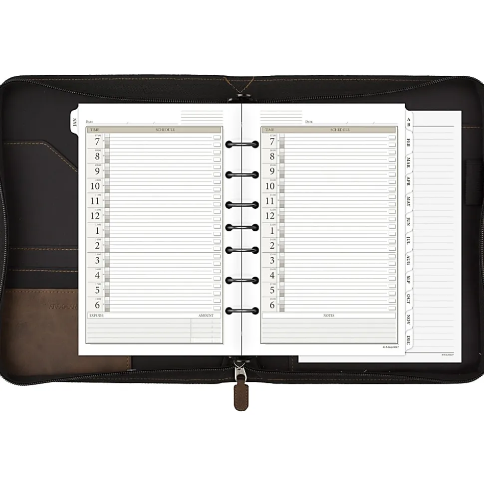 At-A-Glance® Simulated Leather Appointment Planner Starter Set, 8-1/2" x 5-1/2", Distressed Brown, Undated
