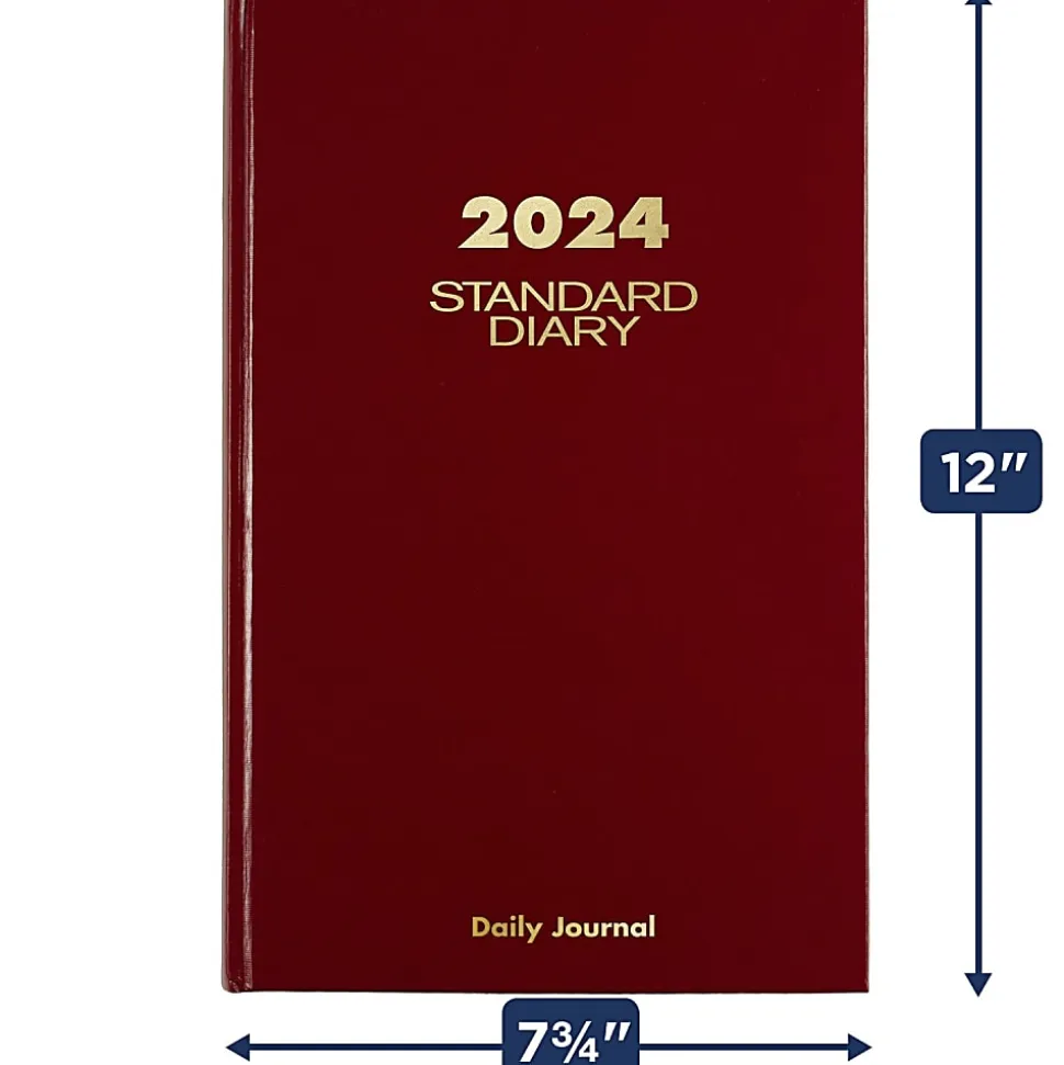 2024 AT-A-GLANCE® Standard Daily Diary, Journal Ruled, 7-3/4" x 12", Red, January to December 2024, SD37713
