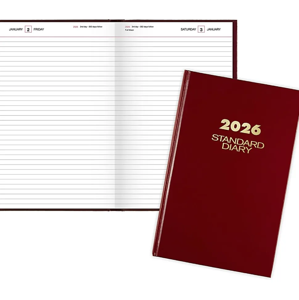 AT-A-GLANCE® Standard Diary® 2026 Daily Diary, Red, Large, 7 3/4" x 12"