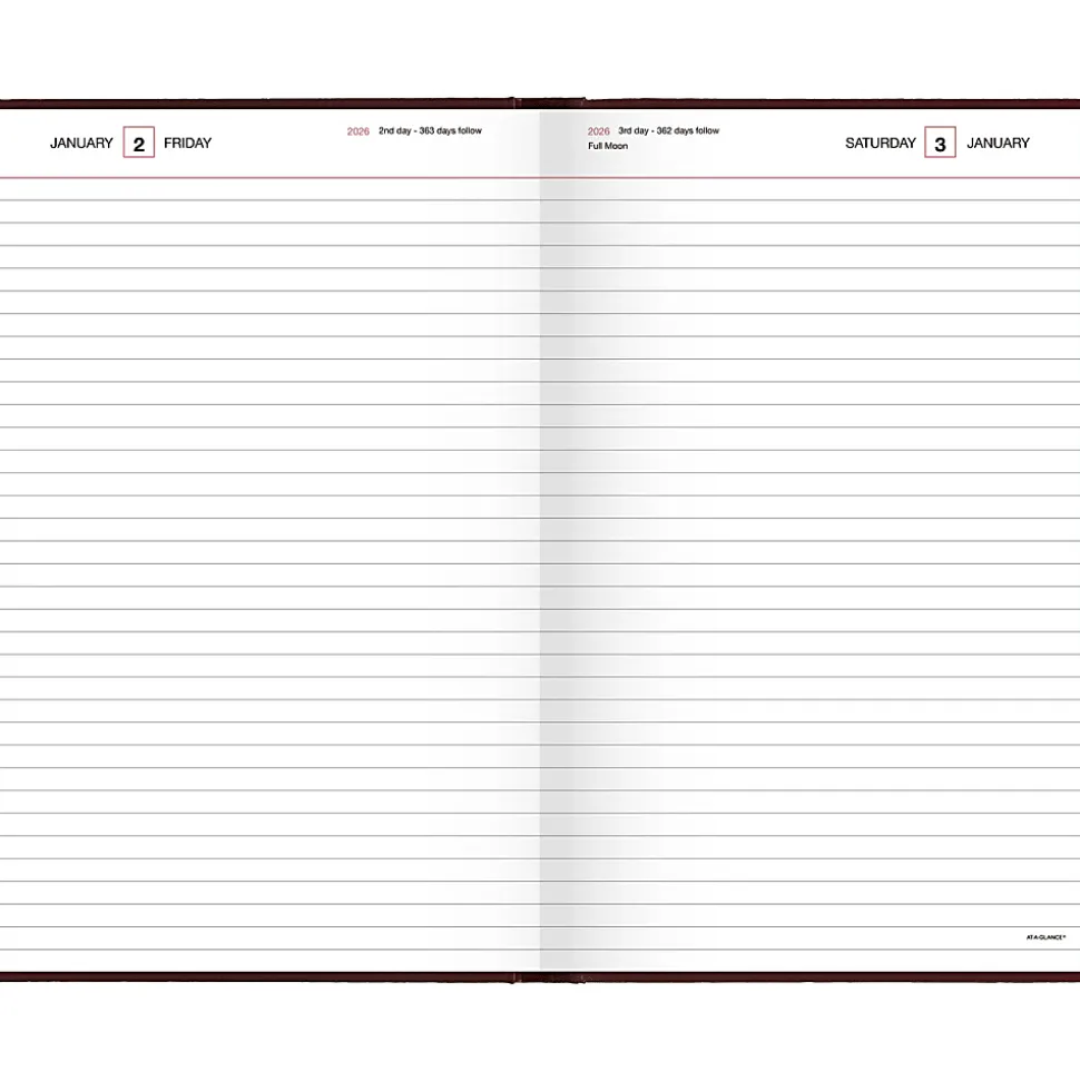 AT-A-GLANCE® Standard Diary® 2026 Daily Diary, Red, Large, 7 3/4" x 12"