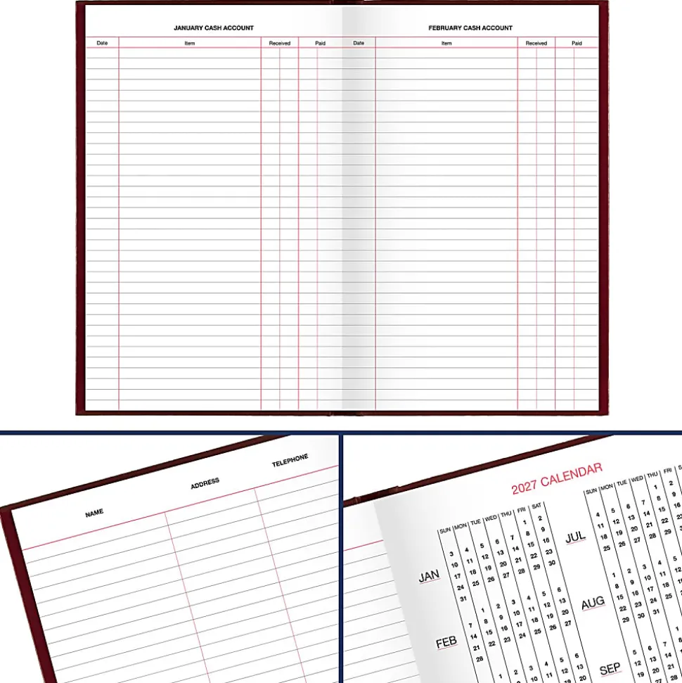 AT-A-GLANCE® Standard Diary® 2026 Daily Diary, Red, Large, 7 3/4" x 12"