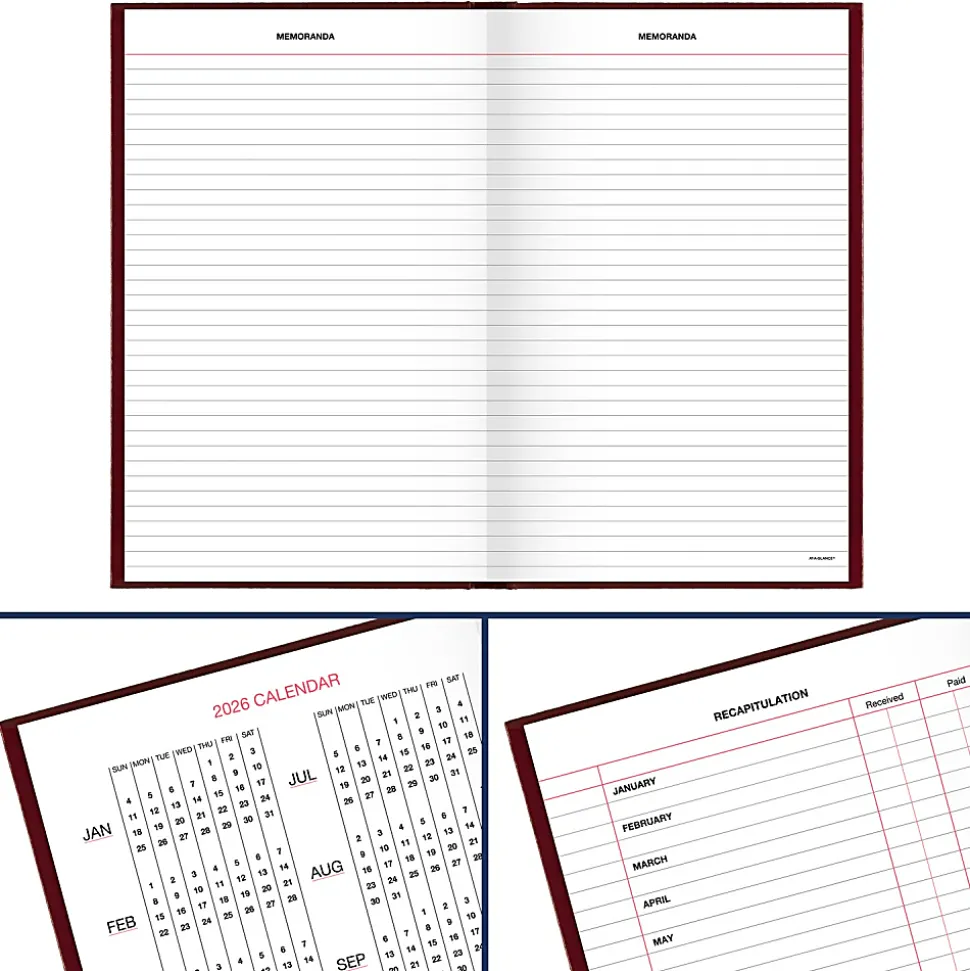 AT-A-GLANCE® Standard Diary® 2026 Daily Diary, Red, Large, 7 3/4" x 12"
