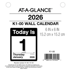 AT-A-GLANCE® 2026 “Today Is” Daily Wall Calendar Refill, Small, 6