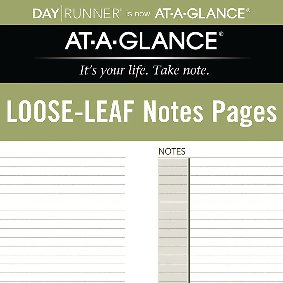 AT-A-GLANCE Undated Notes Pages, Loose-Leaf, 7 Ring, Desk Size, 5 1/2" x 8 1/2"