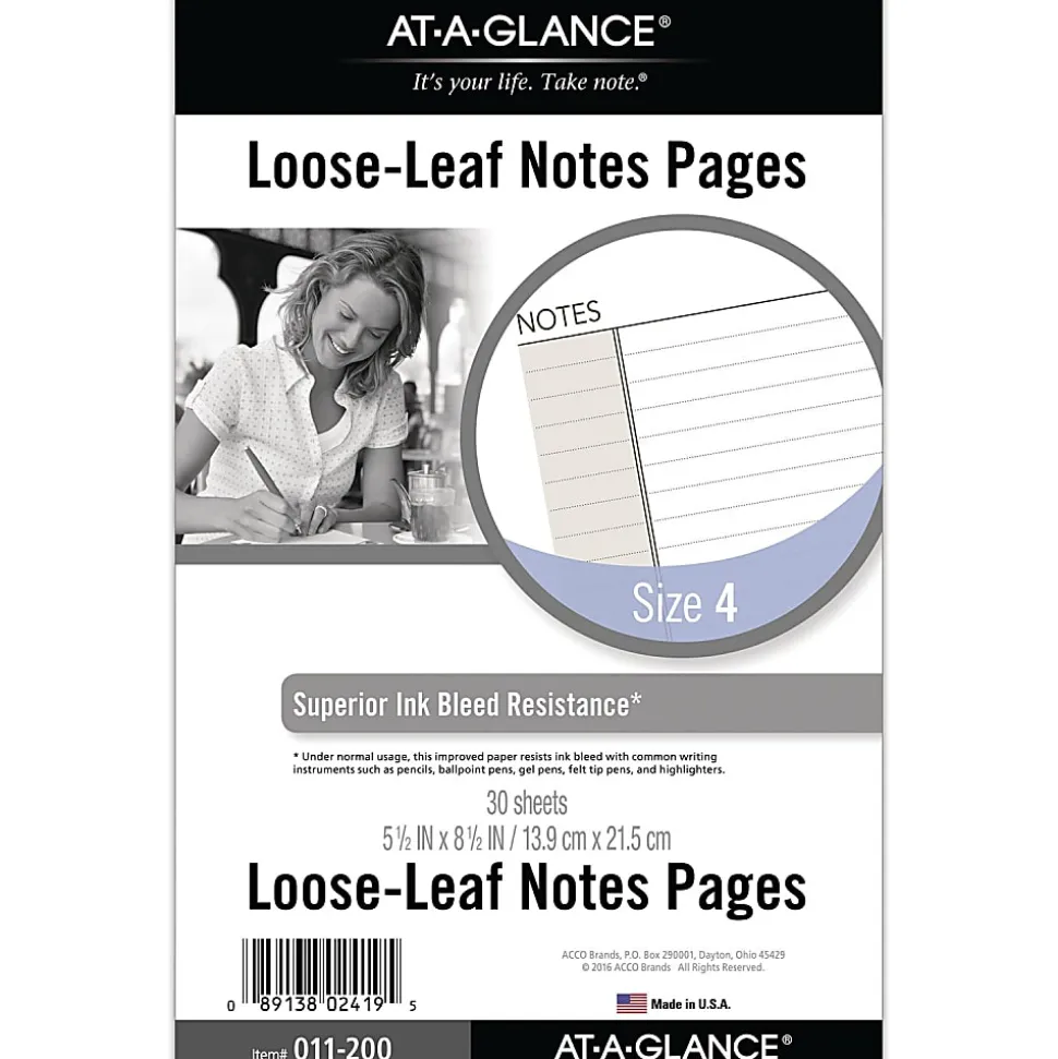 AT-A-GLANCE Undated Notes Pages, Loose-Leaf, 7 Ring, Desk Size, 5 1/2" x 8 1/2"
