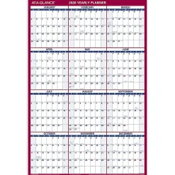 AT-A-GLANCE® 2026 Vertical Horizontal Reversible Erasable Yearly Wall Calendar, Large, 24