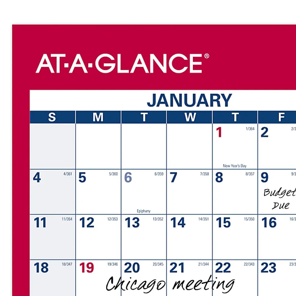 AT-A-GLANCE® 2026 Vertical Horizontal Reversible Erasable Yearly Wall Calendar, Large, 24" x 36"