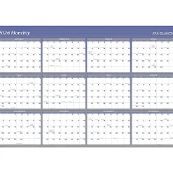 AT-A-GLANCE® 2026 Vertical Horizontal Reversible Erasable Yearly Wall Calendar, Blue, Extra Large, 48