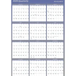 AT-A-GLANCE® 2026 Vertical Horizontal Reversible Erasable Yearly Wall Calendar, Blue, Extra Large, 48