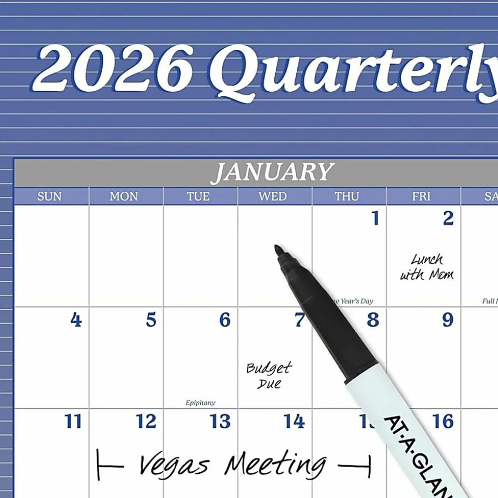 AT-A-GLANCE® 2026 Vertical Horizontal Reversible Erasable Yearly Wall Calendar, Blue, Extra Large, 48" x 32"