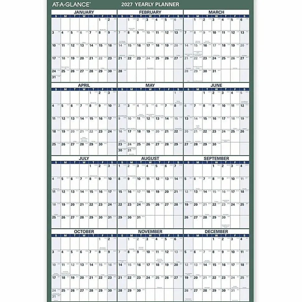 AT-A-GLANCE® Vertical Reversible Erasable Academic and Regular Year 2026-2027 Wall Calendar, Large, 36" x 24"