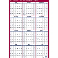 AT-A-GLANCE® Vertical Reversible Erasable Academic and Regular Year 2026-2027 Wall Calendar, Large, 36