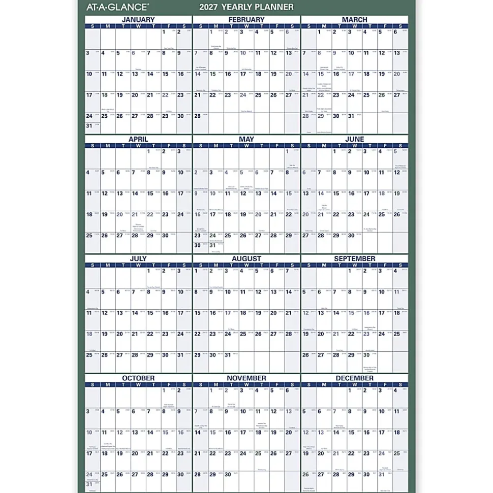 AT-A-GLANCE® Vertical Reversible Erasable Academic and Regular Year 2026-2027 Wall Calendar, Large, 36" x 24"