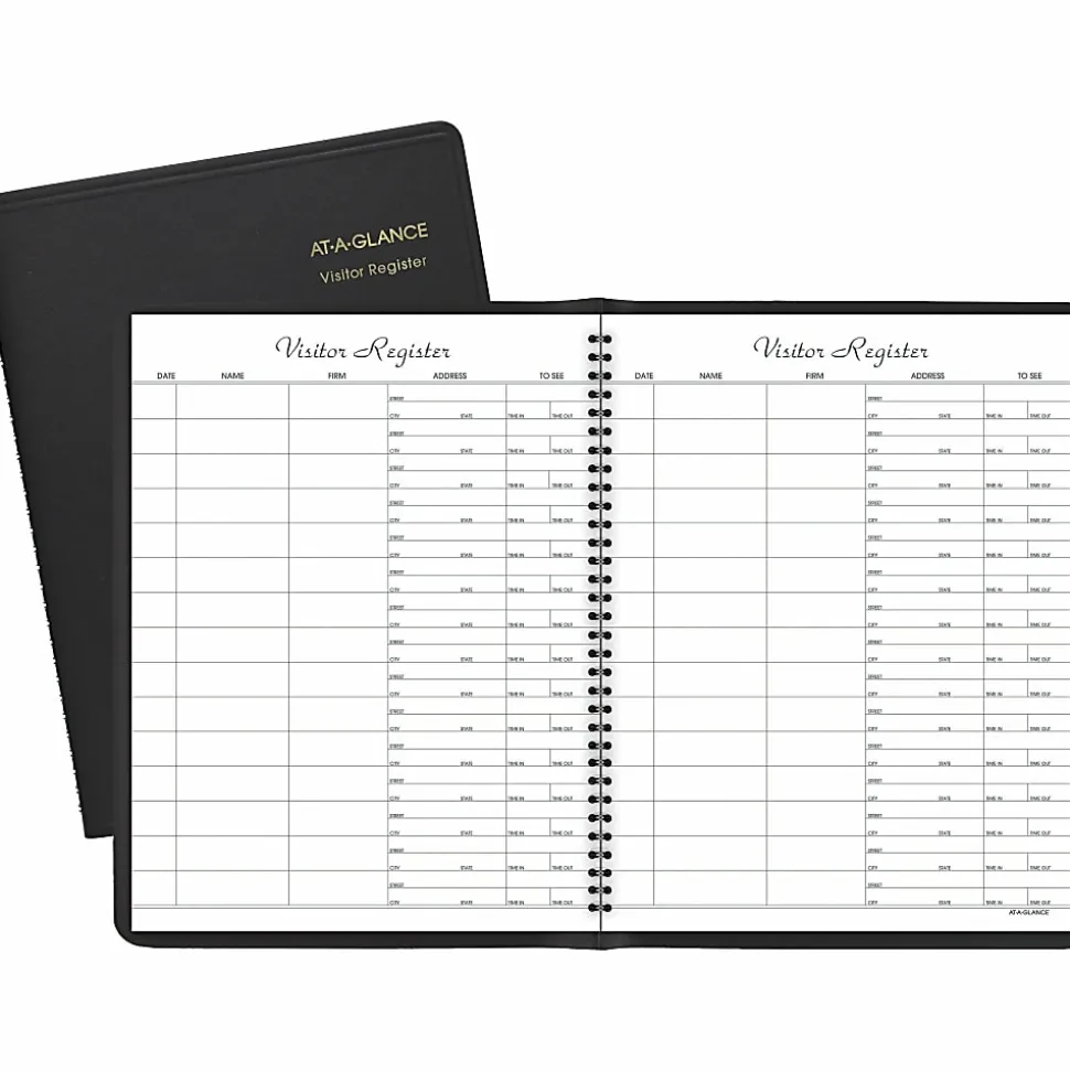 AT-A-GLANCE® Visitor Register Book, 8 1/2" x 11", Black