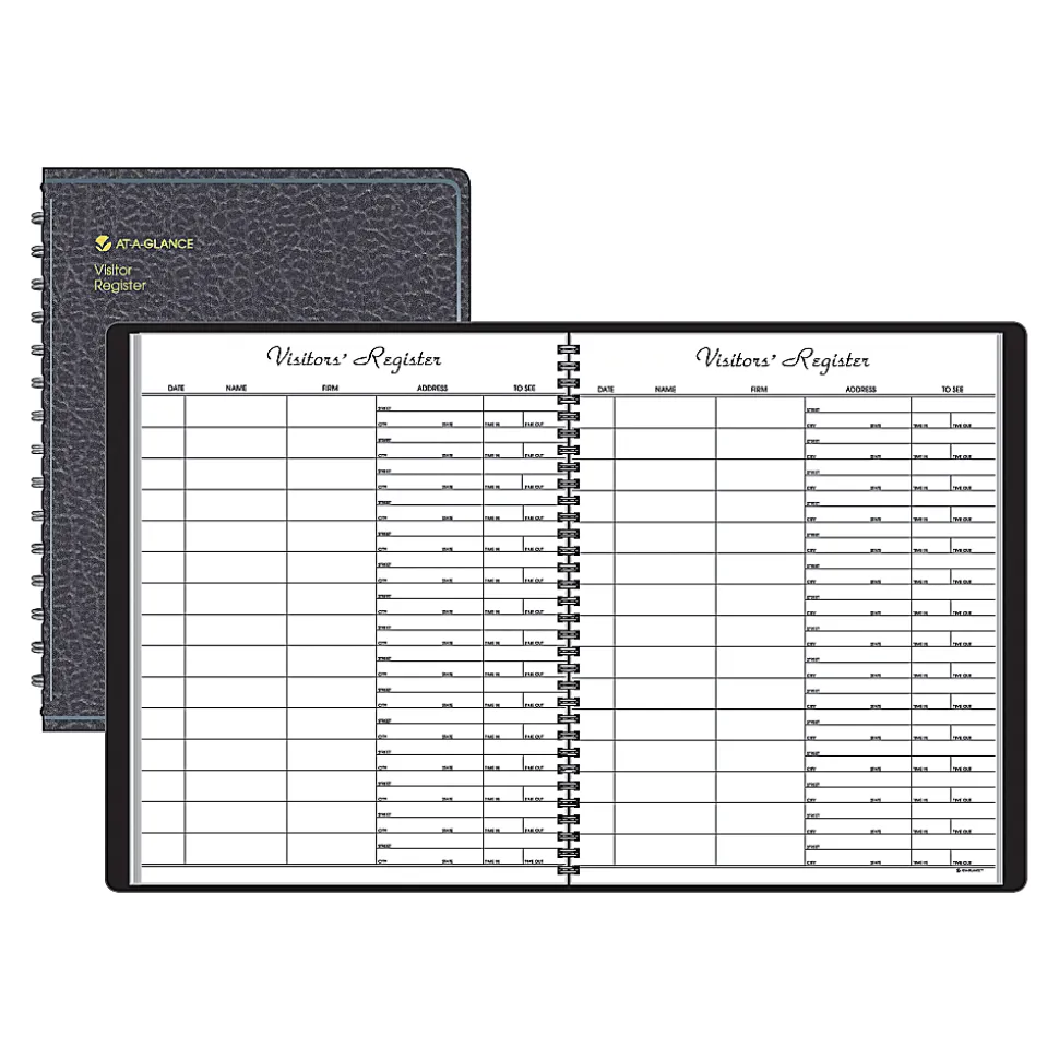 AT-A-GLANCE® Visitor Register Book, 8 1/2" x 11", Black