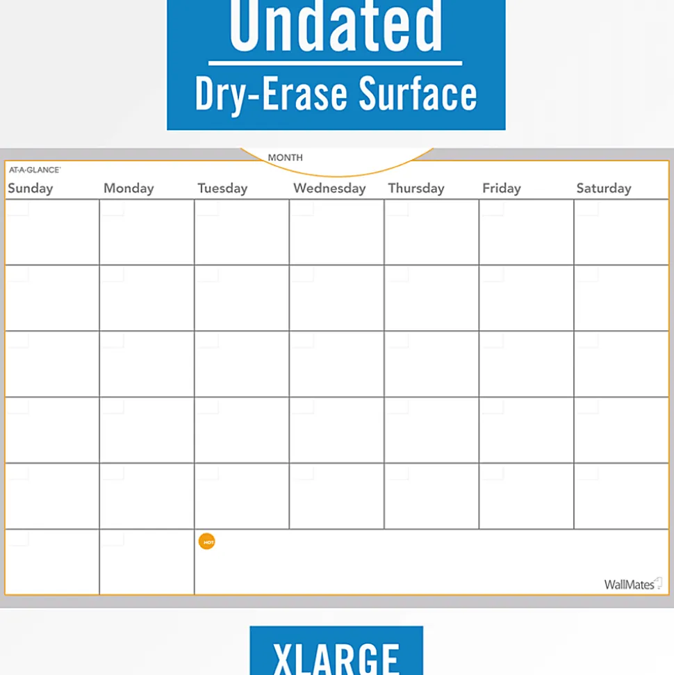 AT-A-GLANCE® WallMates Monthly Dry-Erase Calendar, 24" x 36"