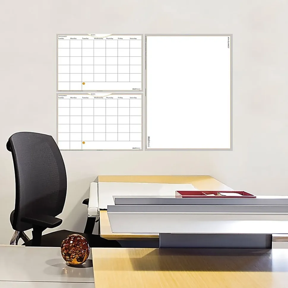 AT-A-GLANCE® WallMates™ Non-Magnetic Dry-Erase Whiteboard Calendar Surface, 12" x 18", Monthly Undated