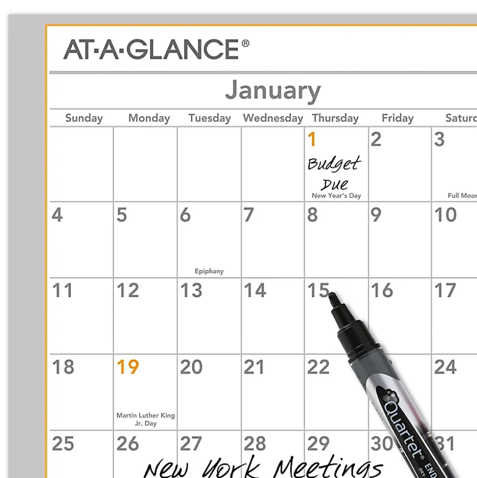 AT-A-GLANCE® 2026 WallMates Self-Adhesive Dry-Erase Yearly Calendar, Large, 24" x 18"