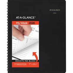 AT-A-GLANCE® 2026 Weekly Hourly Appointment Book Planner, Black, Medium, 7" x 8 3/4"