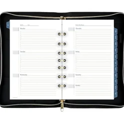 AT-A-GLANCE® Weekly/Monthly Faux Leather Fashion Starter Set Planner, 5 1/2" x 8 1/2", Black/Cream
