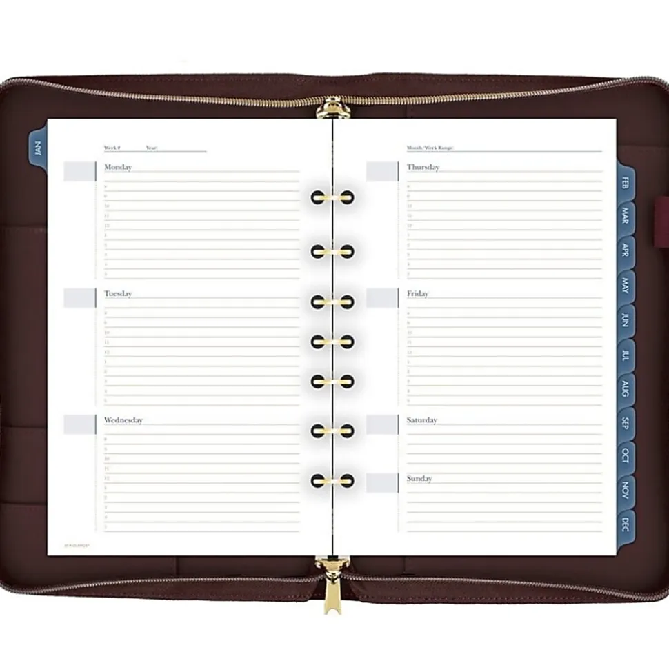 AT-A-GLANCE® Weekly/Monthly Faux Leather Fashion Starter Set Planner, 5 1/2" x 8 1/2", Merlot