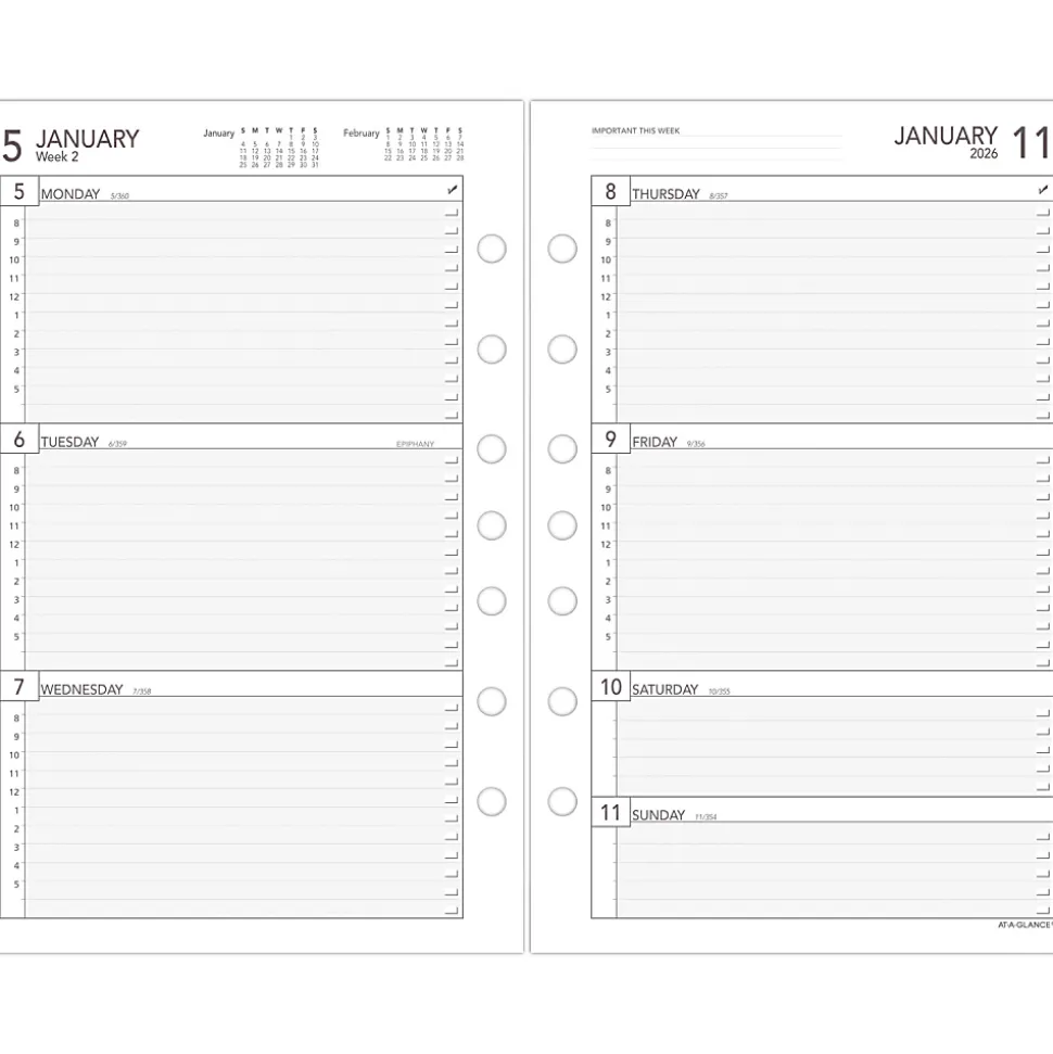 AT-A-GLANCE® 2026 Weekly Planner Refill, Loose-Leaf, Desk Size, 5 1/2" x 8 1/2"