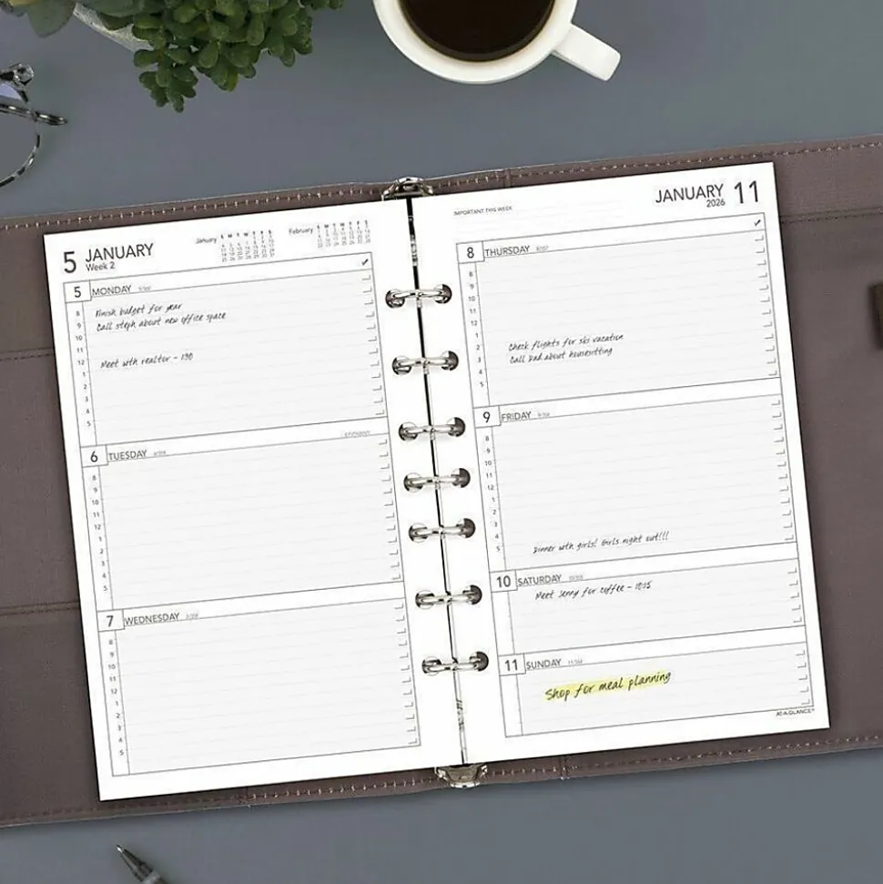AT-A-GLANCE® 2026 Weekly Planner Refill, Loose-Leaf, Desk Size, 5 1/2" x 8 1/2"