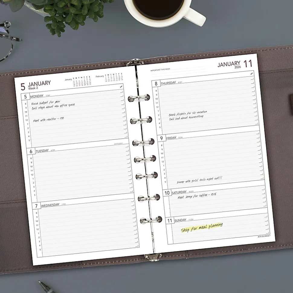 AT-A-GLANCE® 2026 Weekly Planner Refill, Loose-Leaf, Desk Size, 5 1/2" x 8 1/2"