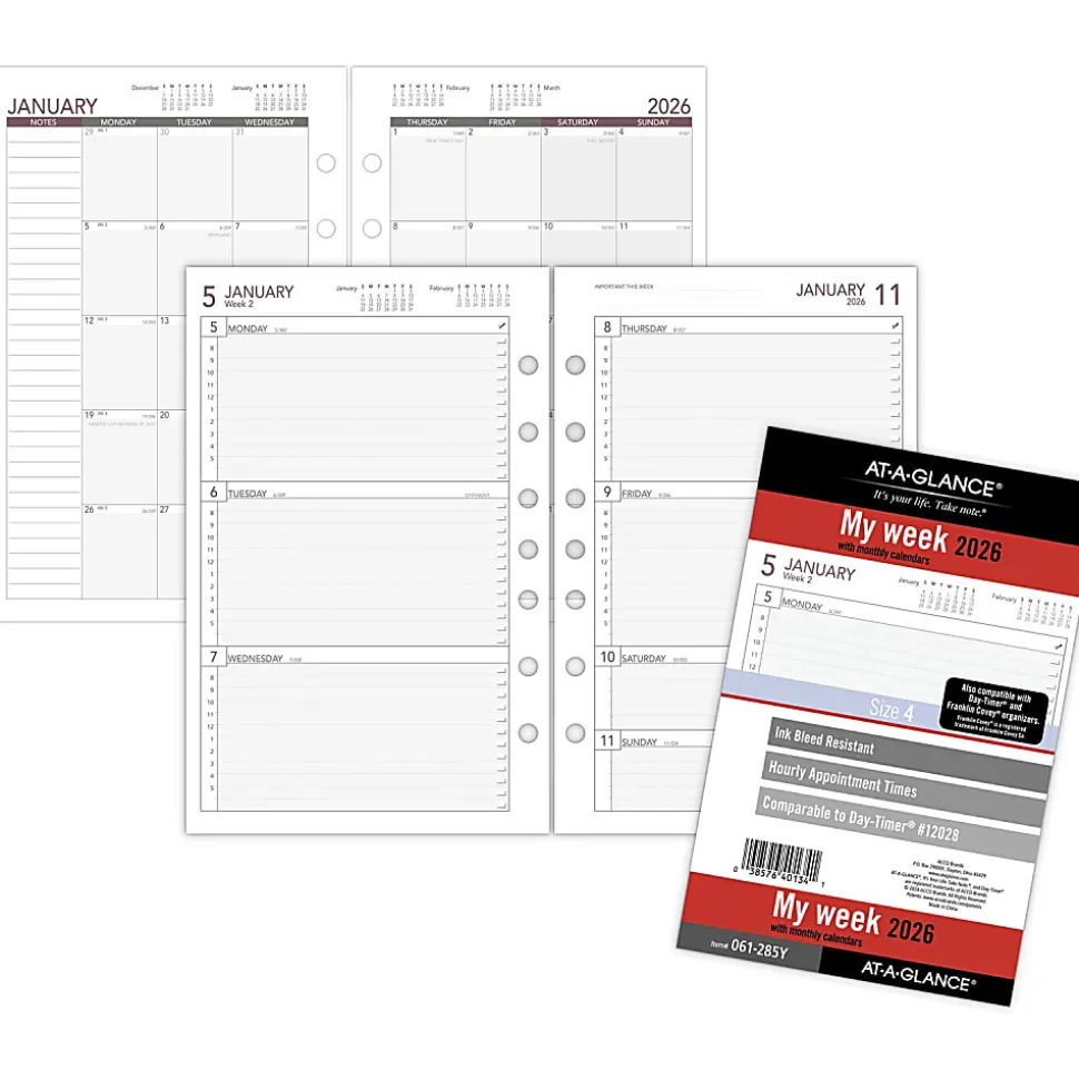 AT-A-GLANCE® 2026 Weekly Planner Refill, Loose-Leaf, Desk Size, 5 1/2" x 8 1/2"