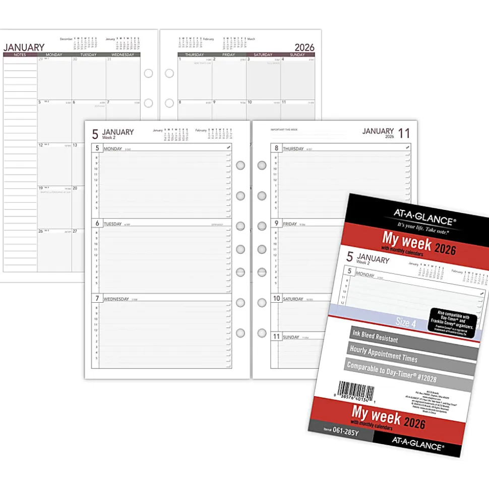 AT-A-GLANCE® 2026 Weekly Planner Refill, Loose-Leaf, Desk Size, 5 1/2" x 8 1/2"
