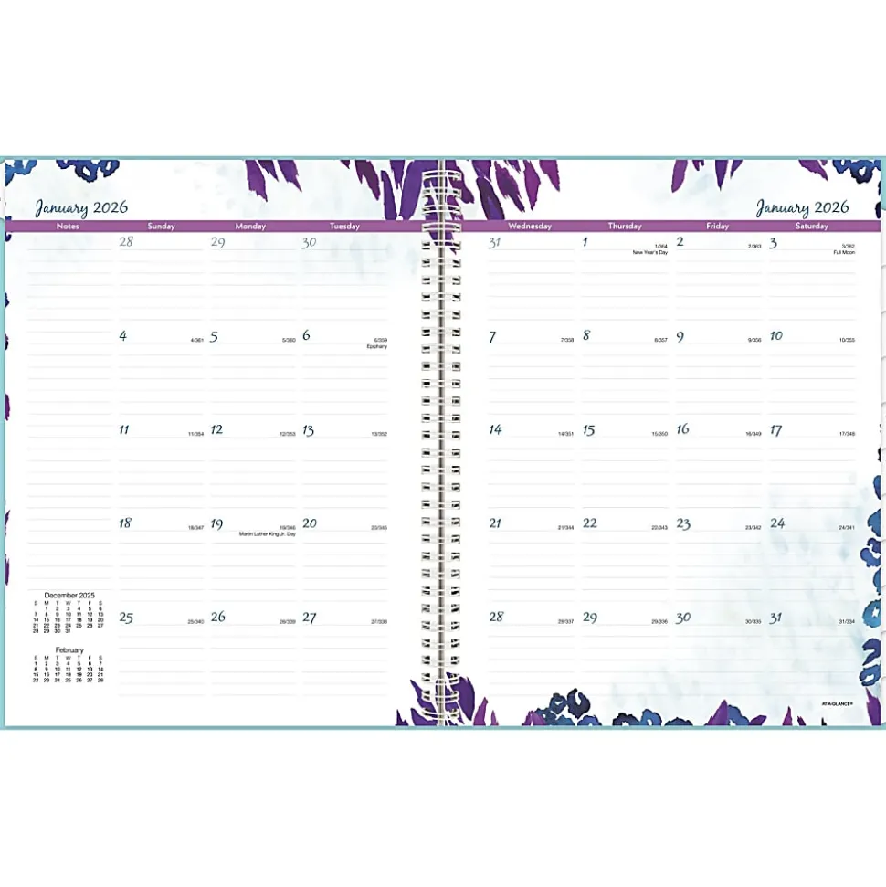 AT-A-GLANCE® Wild Washes 2026 Weekly Monthly Appointment Book Planner, Teal, Large, 8 1/2" x 11"