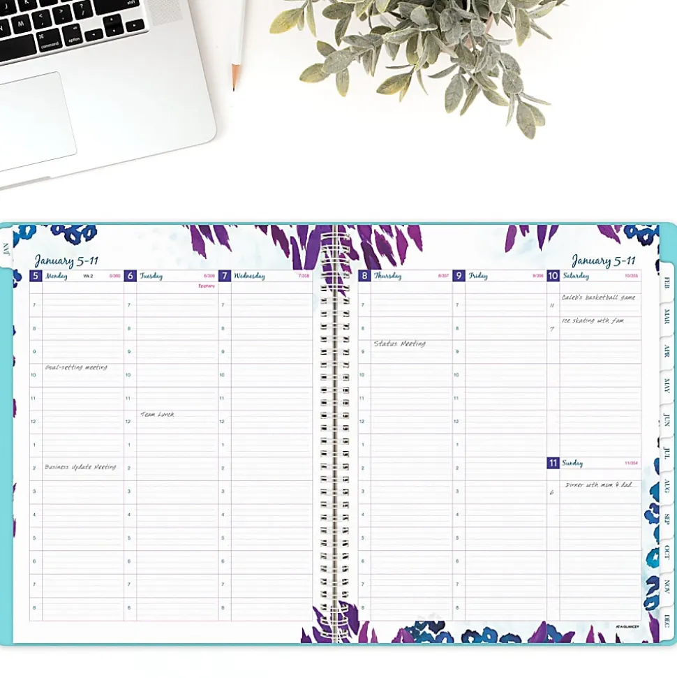 AT-A-GLANCE® Wild Washes 2026 Weekly Monthly Appointment Book Planner, Teal, Large, 8 1/2" x 11"