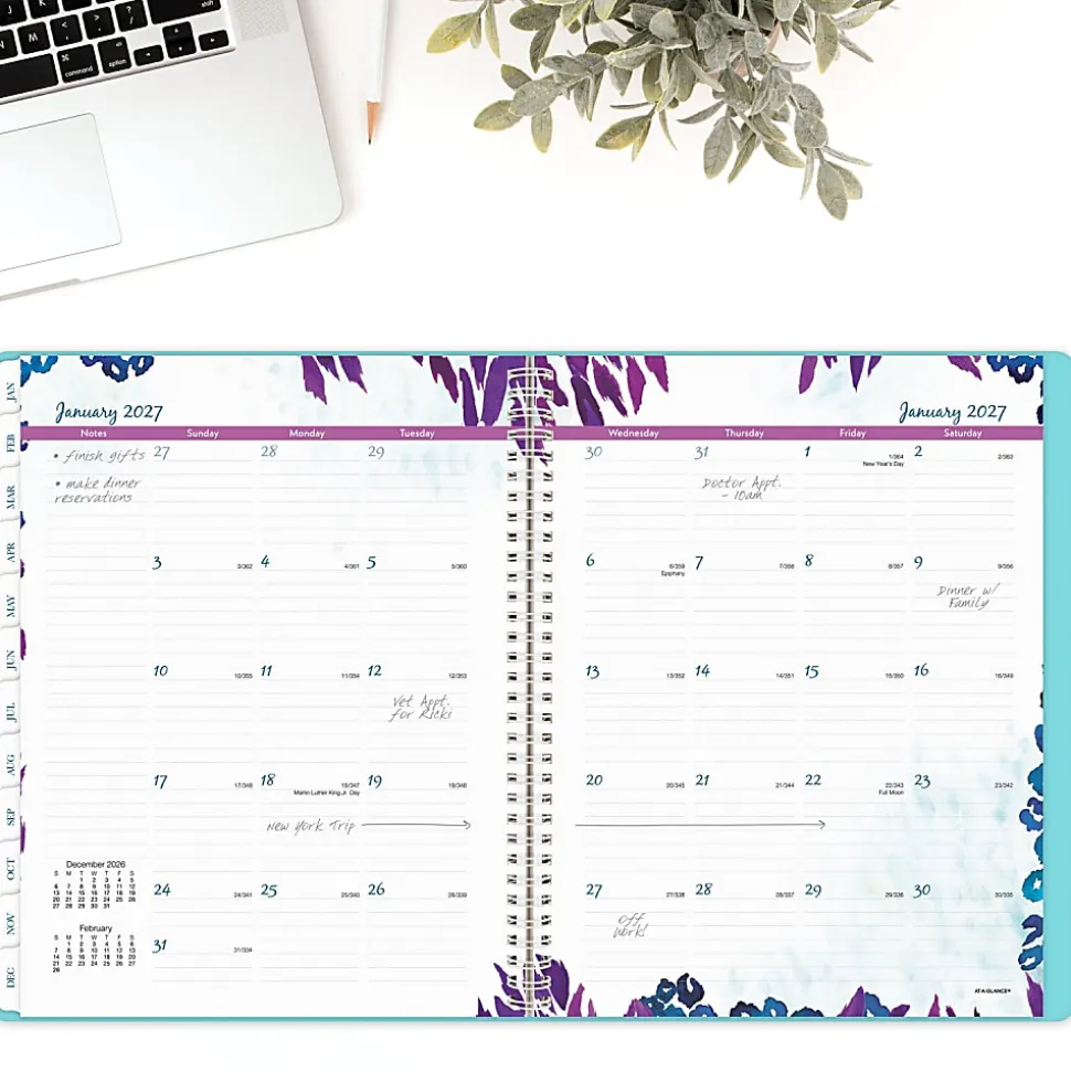 AT-A-GLANCE® Wild Washes 2026 Weekly Monthly Appointment Book Planner, Teal, Large, 8 1/2" x 11"