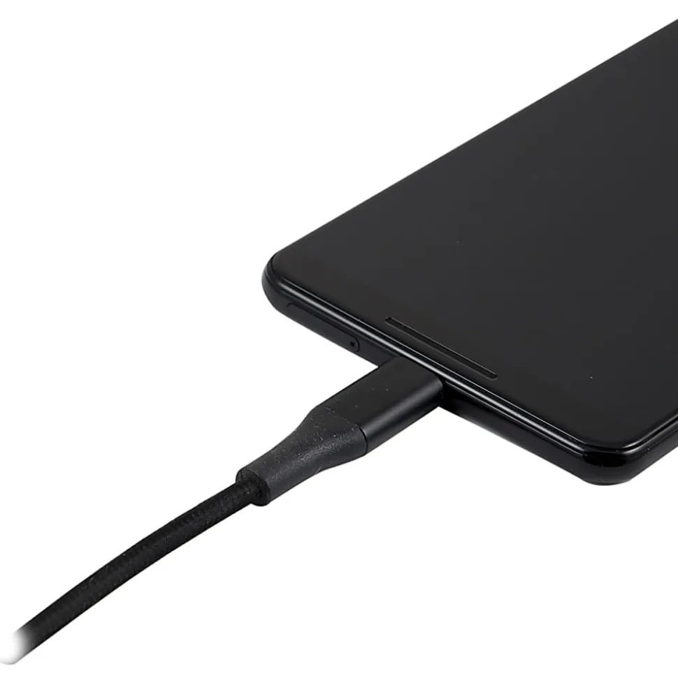 Ativa® Braided USB Type-C Charge And Sync Cable, 6", Black, 45839
