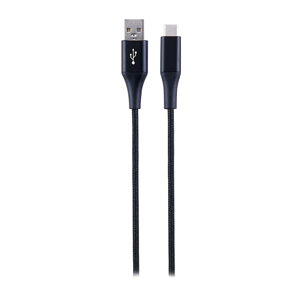 Ativa® Braided USB Type-C Charge And Sync Cable, 9', Black, 45836
