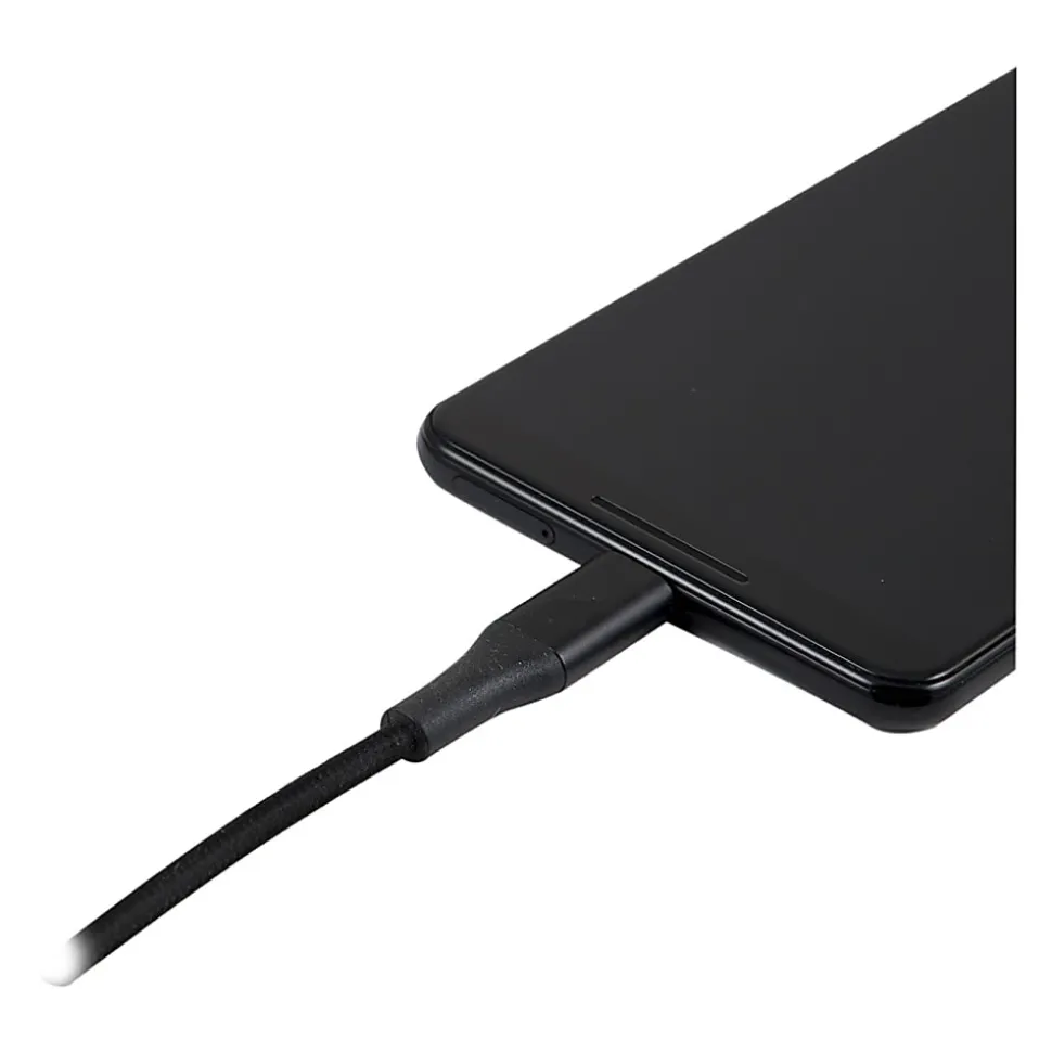 Ativa® Braided USB Type-C Charge And Sync Cable, 9', Black, 45836