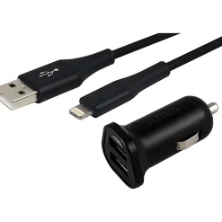 Ativa Charging Pack, Car Charger, 2 USB 2.4A, USB A-Lighting Cable