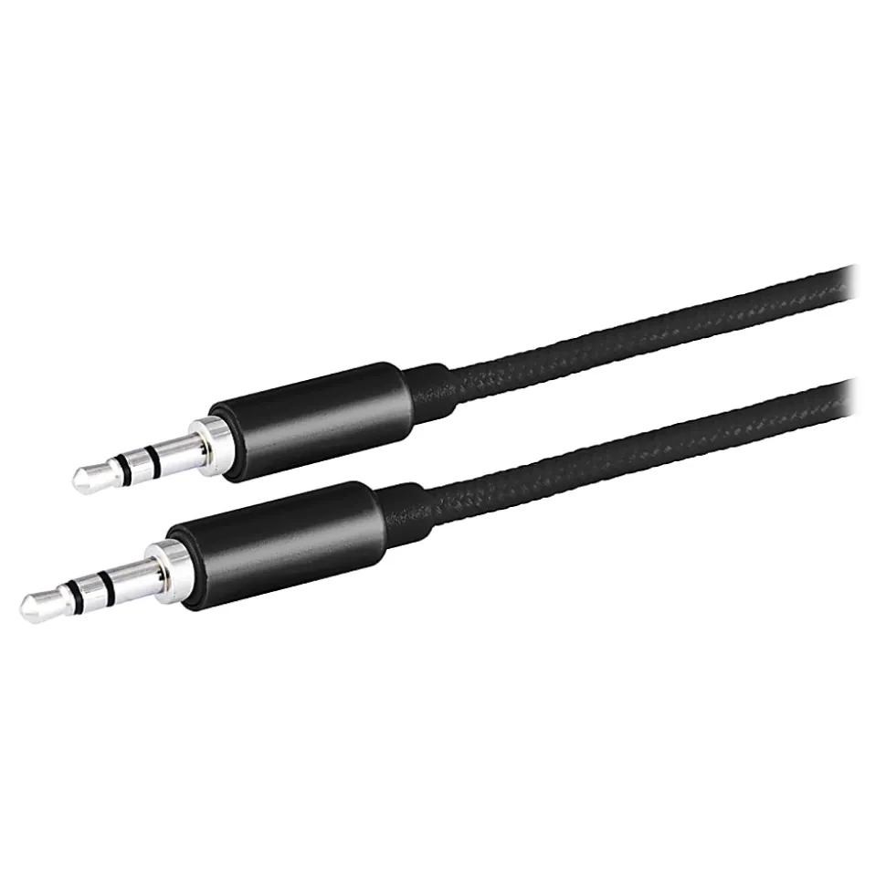 Ativa® 3.5 mm Braided Auxiliary Cable, 6', Black, 46922