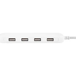 Ativa® 4-Port USB Extension Bar Charger, White, 46902