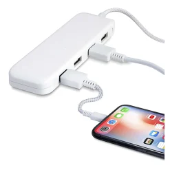 Ativa® 4-Port USB Extension Bar Charger, White, 46902