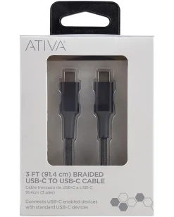 Ativa® USB-C Braided Charging Cable, 3', Gray, 45834