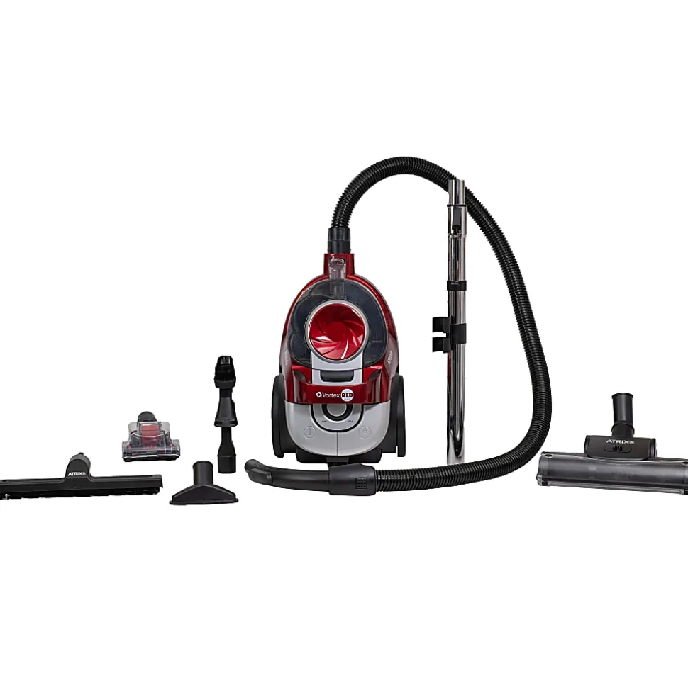 Atrix Vortex Bagless Canister Vacuum With HEPA Filtration, Red