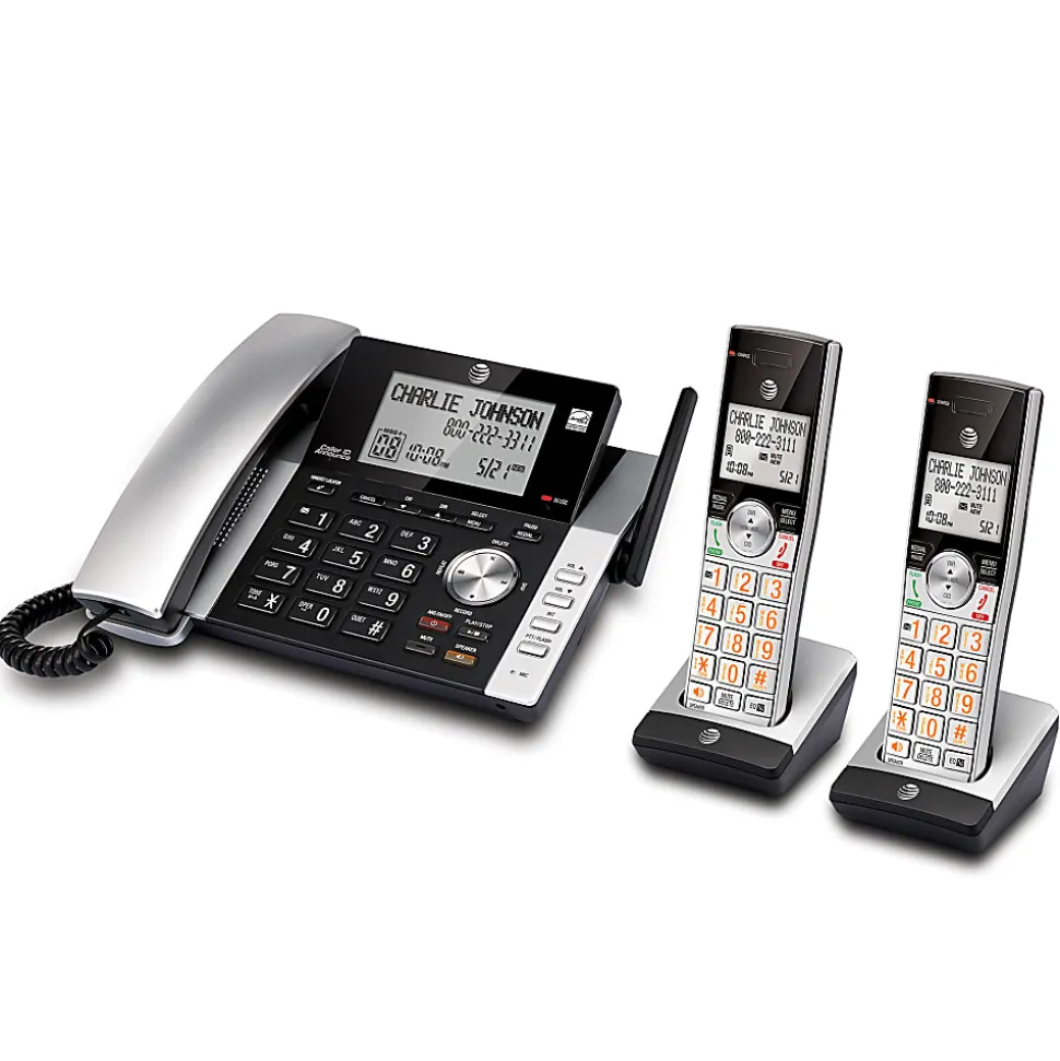 AT&T CL84215 2 Handsets DECT 6.0 Expandable Phone System With Digital Answering System