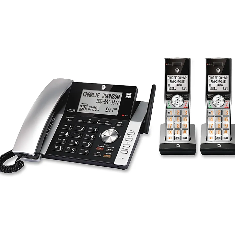 AT&T CL84215 2 Handsets DECT 6.0 Expandable Phone System With Digital Answering System