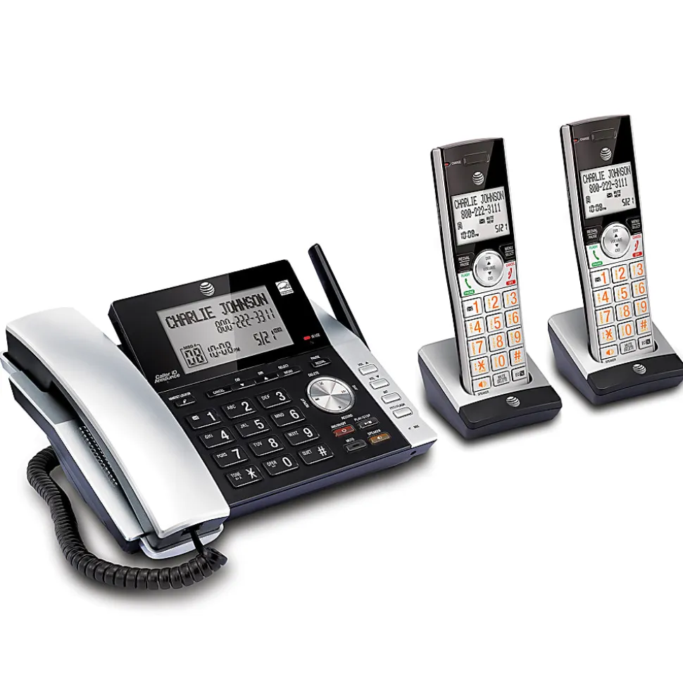 AT&T CL84215 2 Handsets DECT 6.0 Expandable Phone System With Digital Answering System
