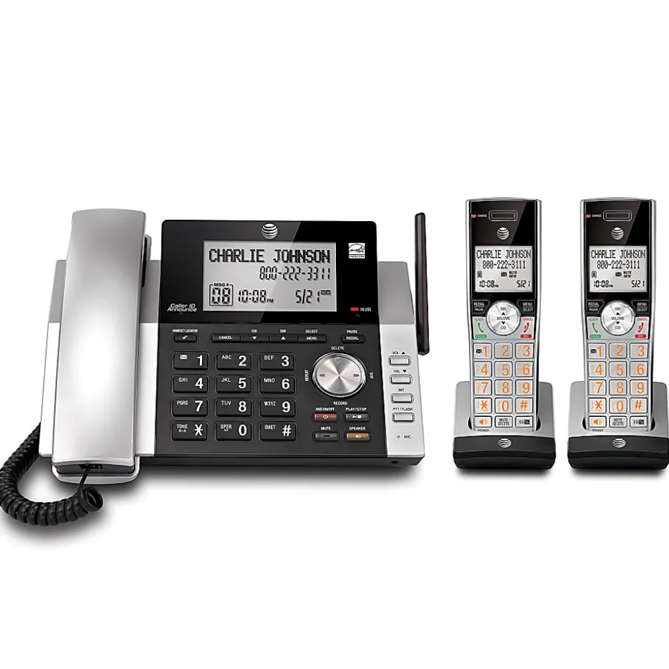 AT&T CL84215 2 Handsets DECT 6.0 Expandable Phone System With Digital Answering System
