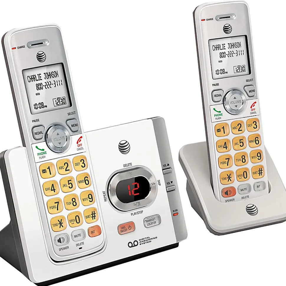AT&T DECT 6.0 Cordless Answering System With Caller ID/Call Waiting, White, EL52215