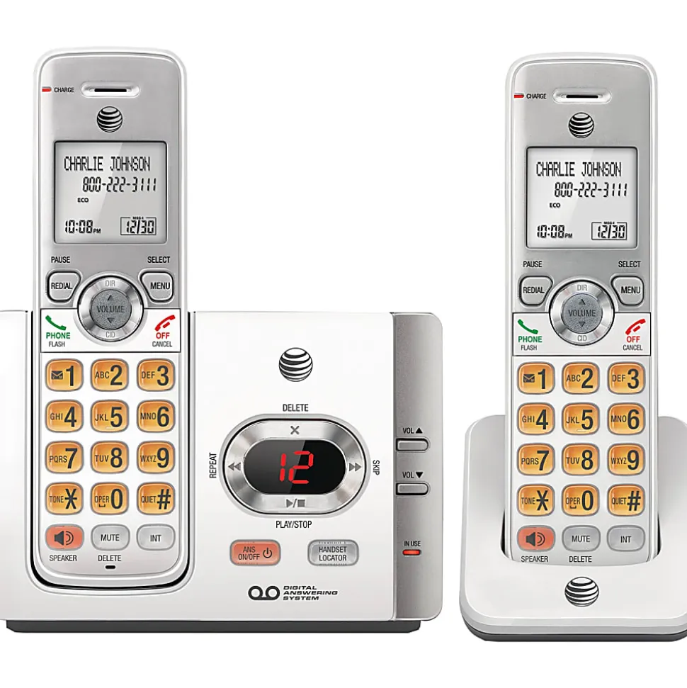 AT&T DECT 6.0 Cordless Answering System With Caller ID/Call Waiting, White, EL52215