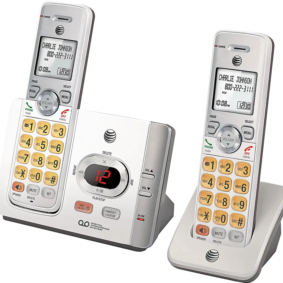 AT&T DECT 6.0 Cordless Answering System With Caller ID/Call Waiting, White, EL52215
