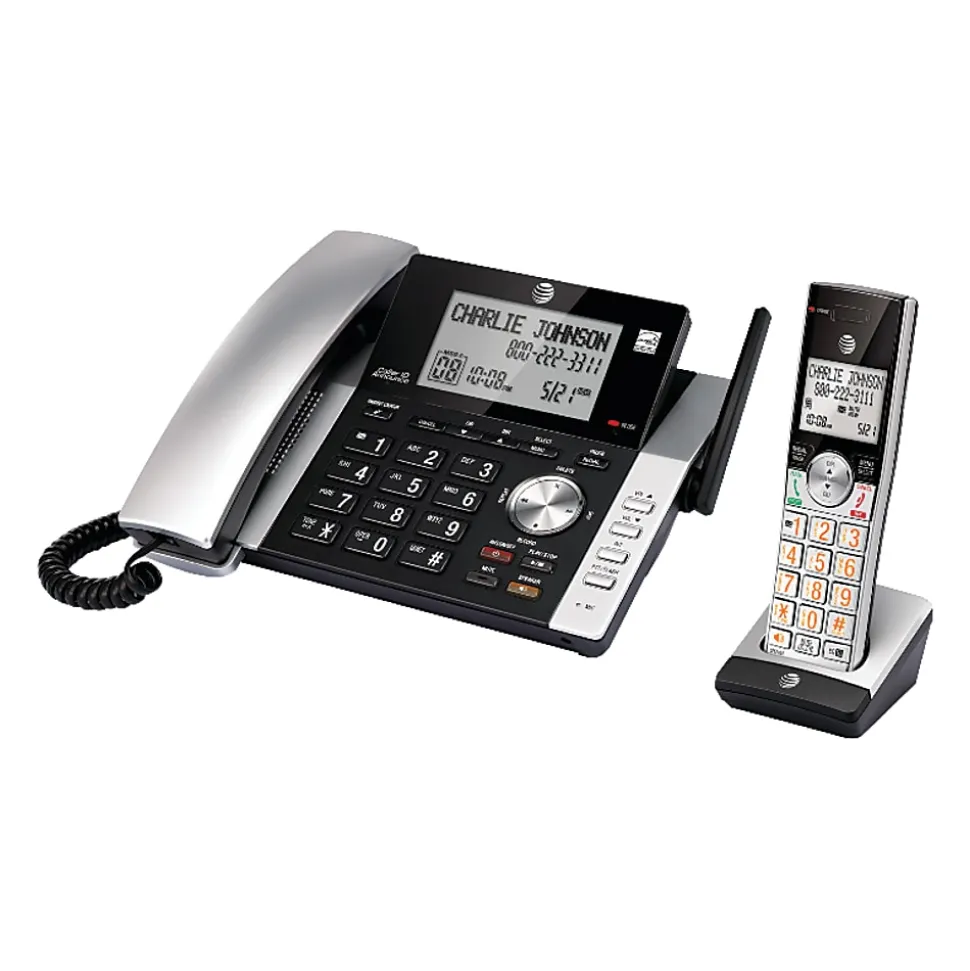 AT&T DECT 6.0 Expandable Corded/Cordless Phone System With Digital Answering System, CL84115